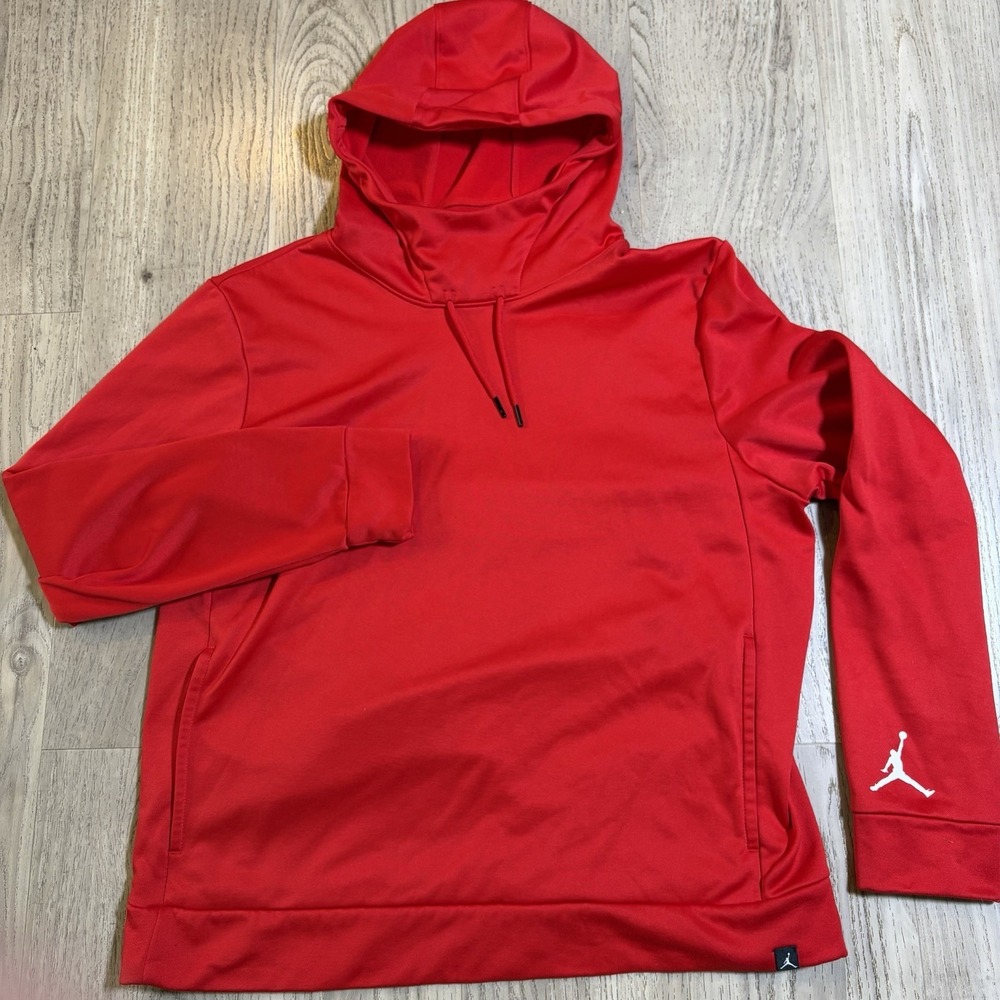 Nike Jordan Dri-FIT Air Fleece Size L Pullover Hoodie Gym Red Jump man Pockets